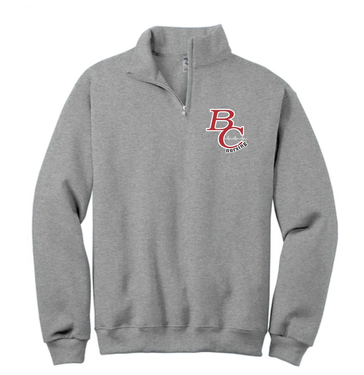 Sport Grey 1/4 Zip Crewneck BC Nursing EMB LOGO 3