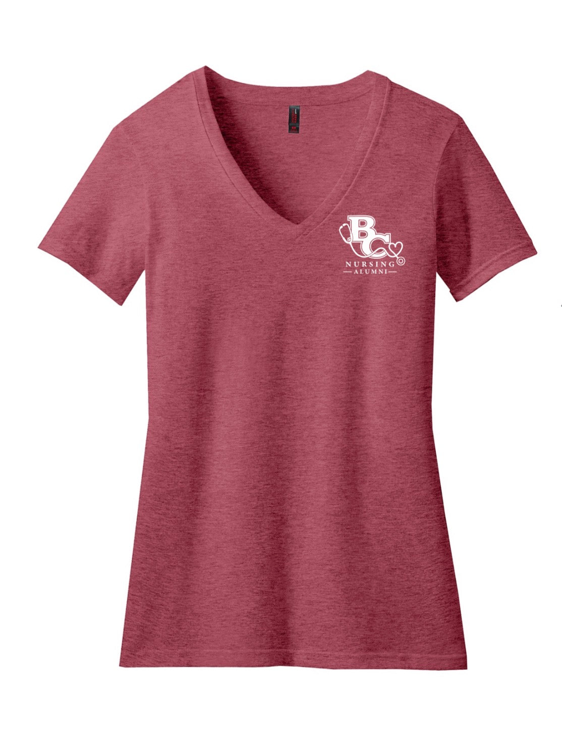 BC Heather Red V-Neck T-Shirt  w/ Printed LOGO 1