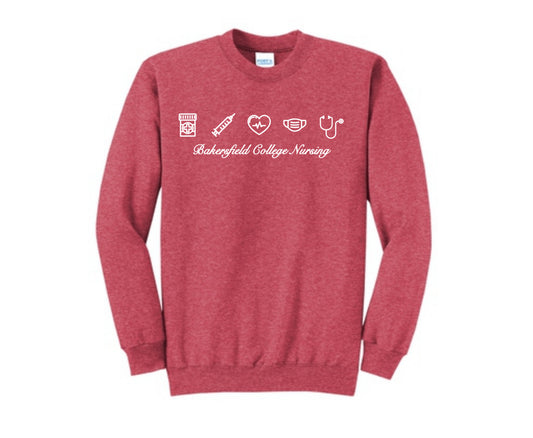 BC CREWNECK HEATHER RED LOGO 3