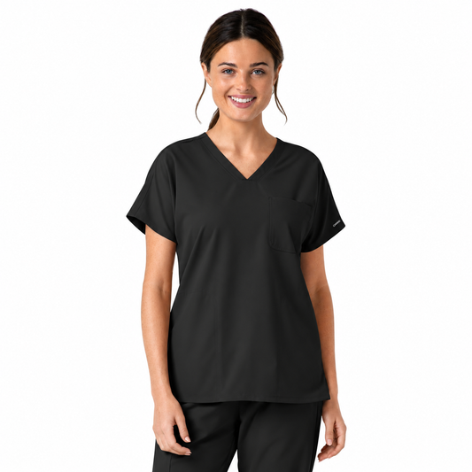 Black Womens V-Neck Scrub Top