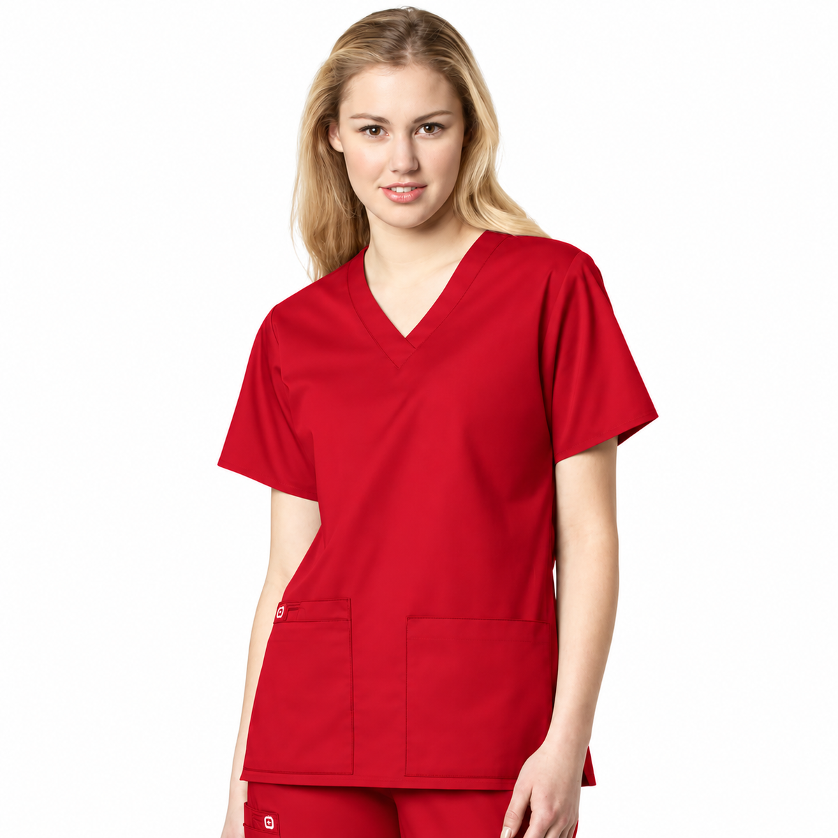Red Womens V-Neck Scrub Top 4700