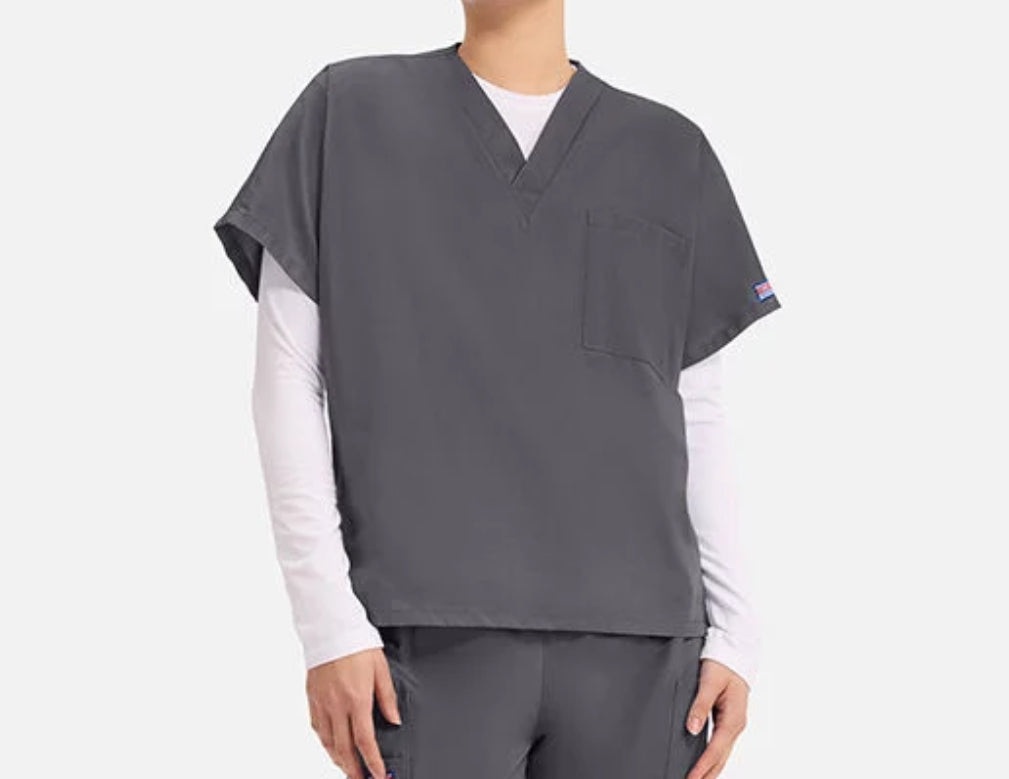 Pewter Unisex V-Neck Top Style 4777 scrub top with BC Respiratory Therapy