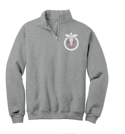 Sport Grey 1/4 Zip Crewneck BC Nursing LOGO 1