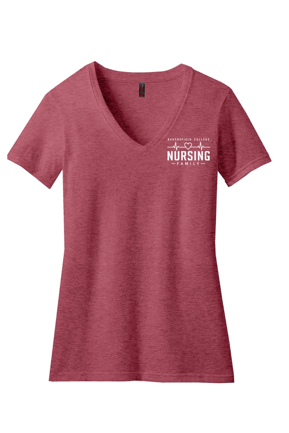 BC Heather Red V-Neck T-Shirt  w/ Printed LOGO 2
