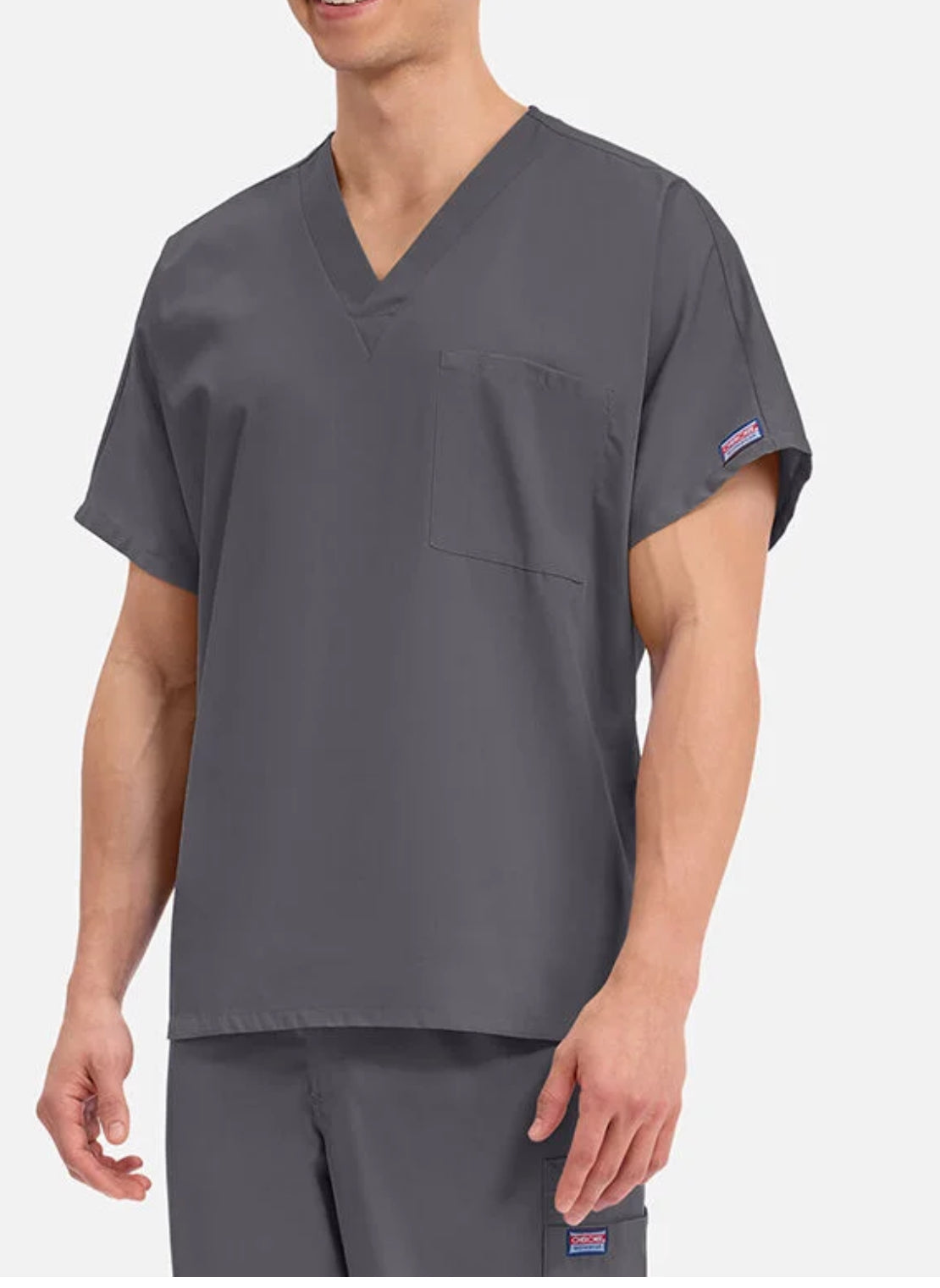 Pewter Unisex V-Neck Top Style 4777 scrub top with BC Respiratory Therapy