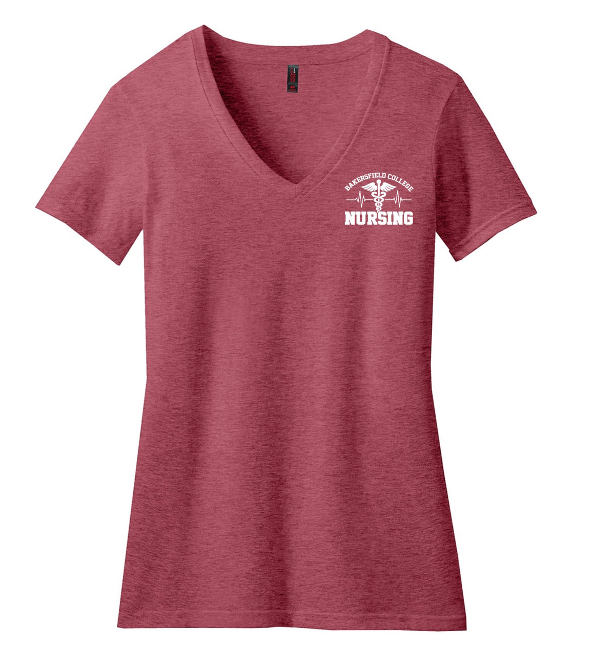 BC Heather Red V-Neck T-Shirt  w/ Printed LOGO 4