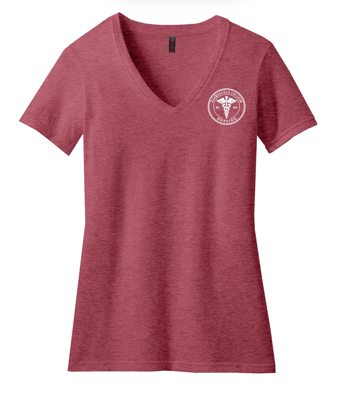 BC Heather Red V-Neck T-Shirt  w/ Printed LOGO 3