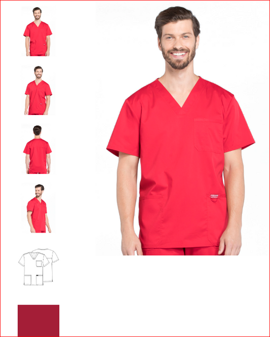 Revolution by Cherokee Workwear Men's V-Neck Utility Solid Scrub Top