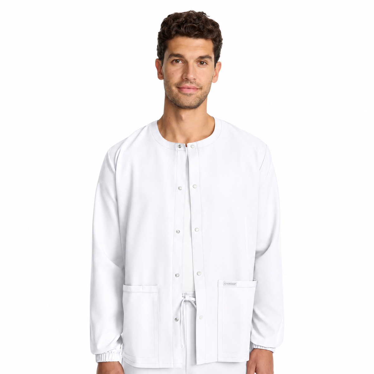 White Unisex Snap Jacket